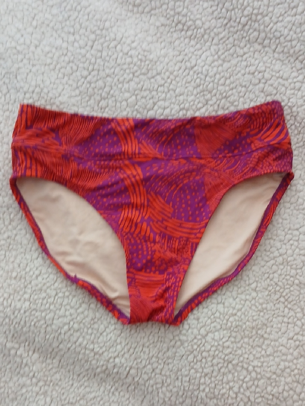 Garnet Hill Women’s Orange & Purple High-Waist Swim Bottoms